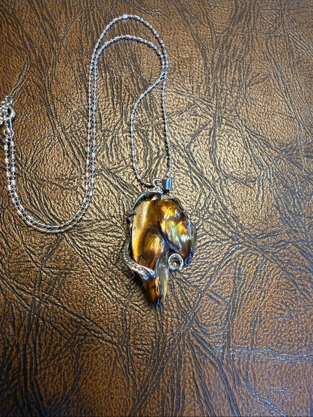 18k GP wrapped Mexican Fore Agate- 8 inch chain
